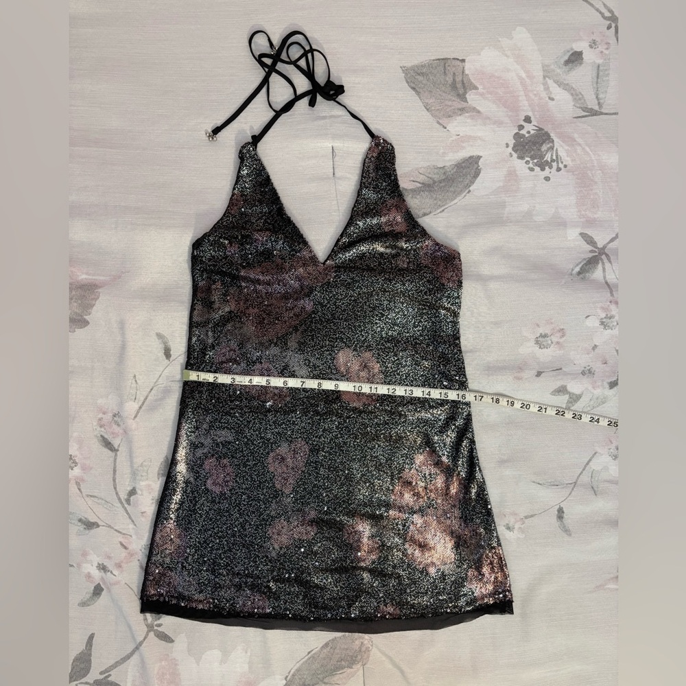 NWT Free People Double Take Sequin Mini Dress In Moody Floral Combo Sz XS - - Picture 12 of 15